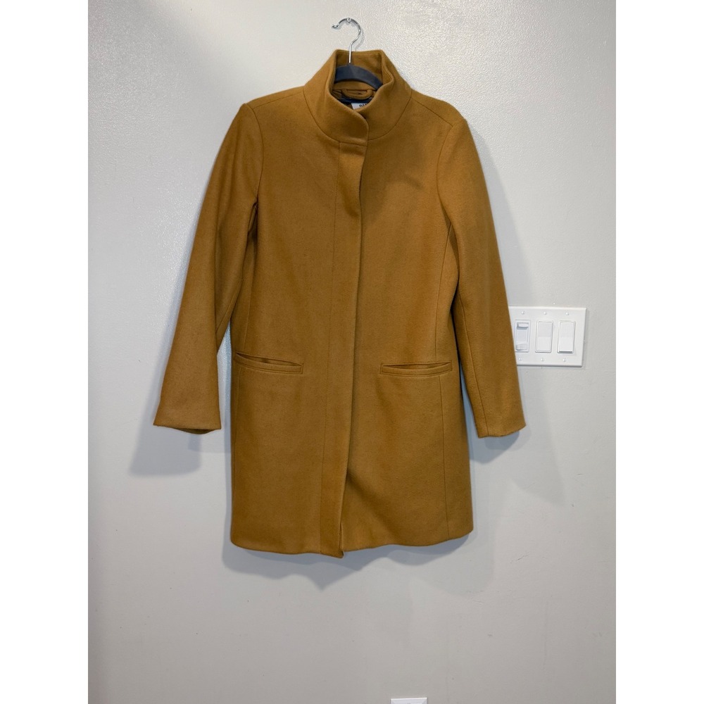 Old Navy Womens Wool Blend Funnel Neck Car Coat Tan Brown Medium Preppy Classic
